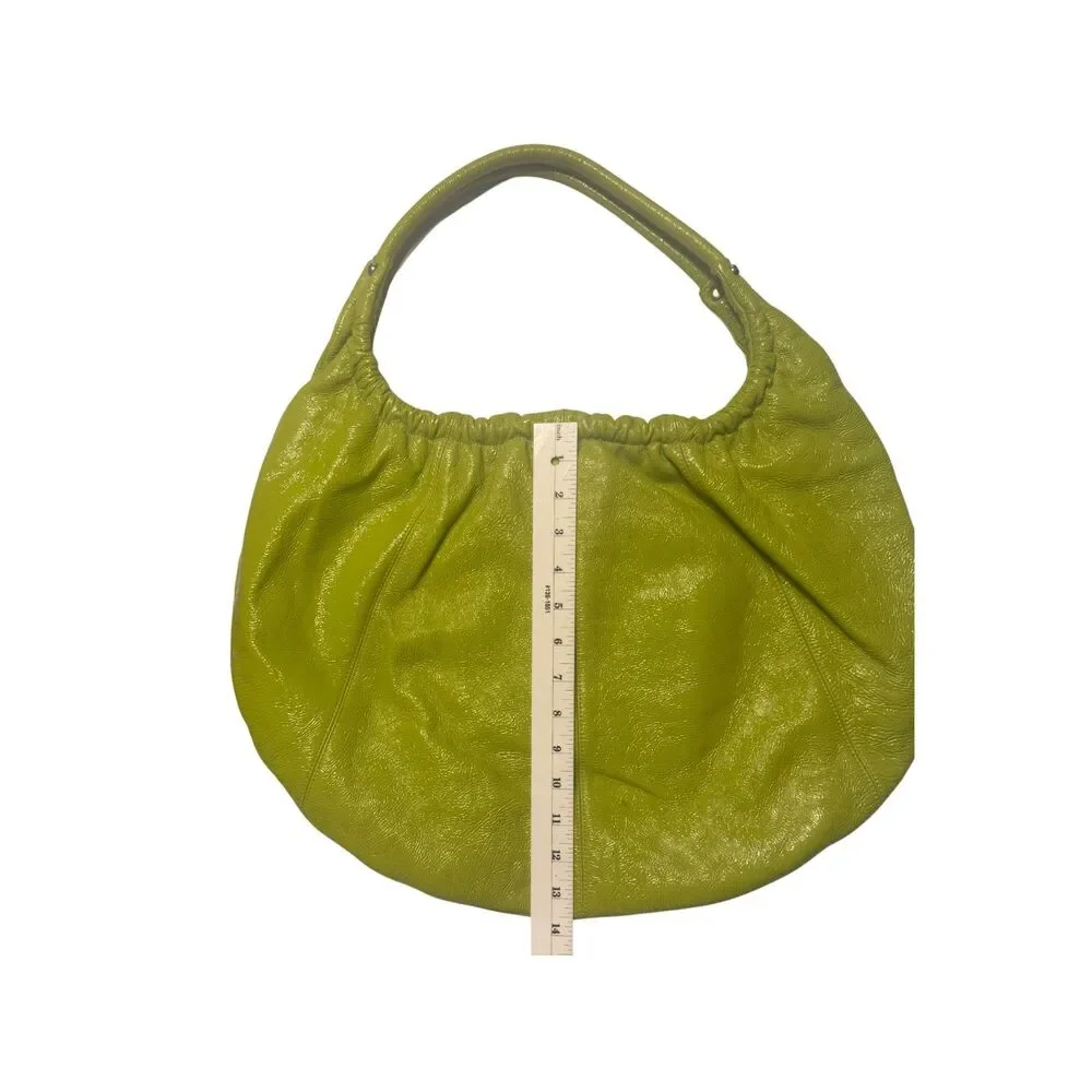 HOBO International Lime Green Leather Slouch Shoulder Bag Hobo Boho Y2K Purse